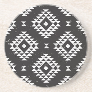 Porta-copos Navajo Geométrico: Tribal Branco Negro.