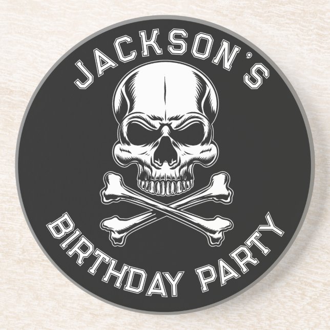 Porta-copos Negra-Negra-Crânio do Navio Pirata (Frente)