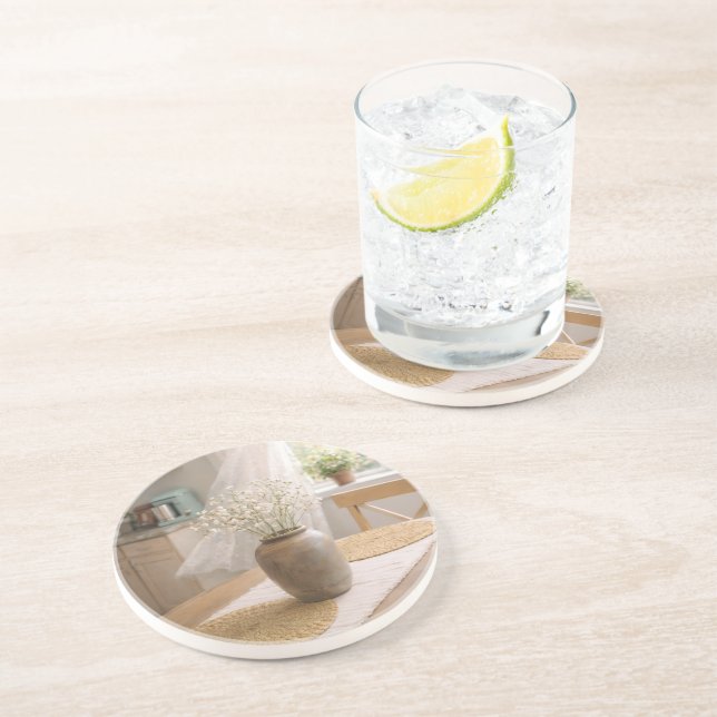 Porta-copos  Neutral Farmhouse Floral Coasters (Lateral)