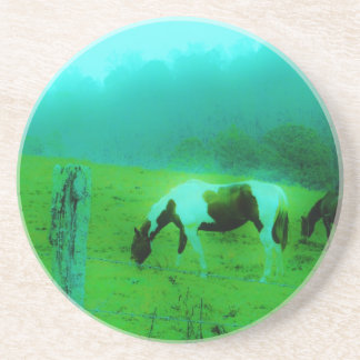 Porta-copos Névoa Teal Reto pintado de cor Cavalo