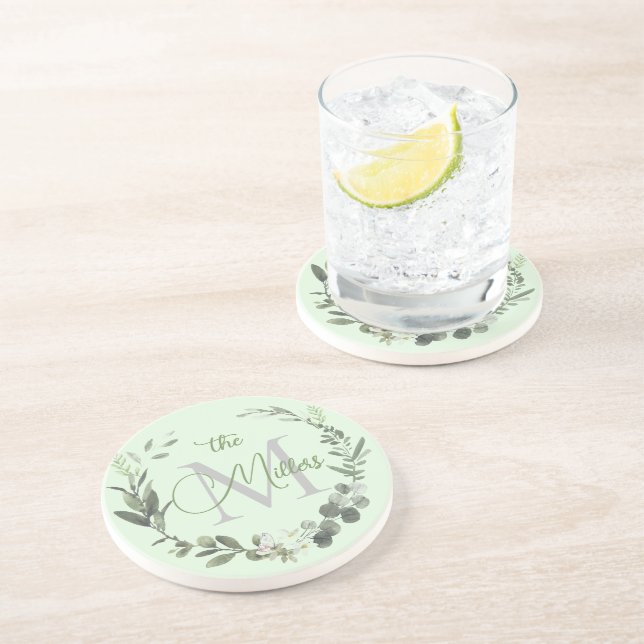 Porta-copos Nome da Família Botânica de Aquarela Elegante Mono (Lateral)