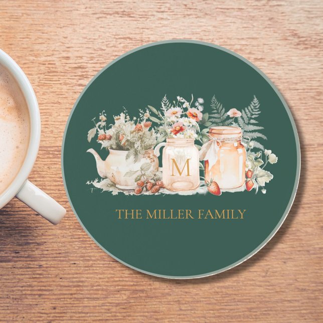 Porta-copos Nome da Família Botânica Floral Florestal Monogram (In situ)