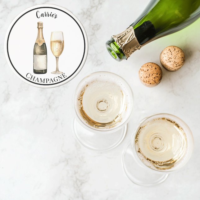 Porta-copos Nome do Amante de Prosecco de Champanhe Stone (personalized name champagne Prosecco lover coaster)