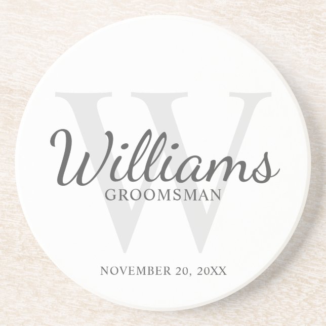 Porta-copos Nome e monograma dos Padrinhos de casamento de Scr (Frente)