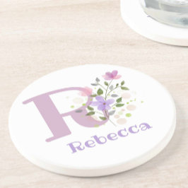 Porta-copos Nome Inicial Mais e Desenho de Flores