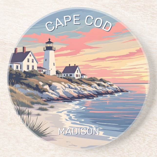 Porta-copos Nome personalizado Cape Cod Massachusetts (Frente)