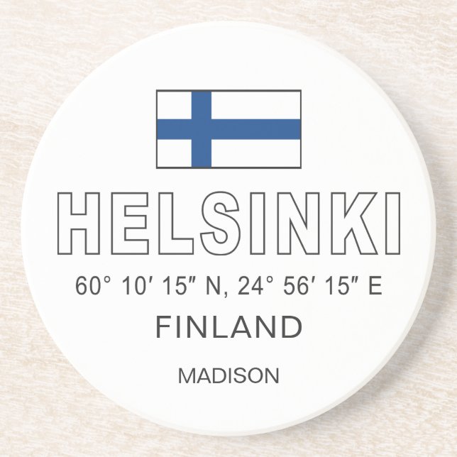 Porta-copos Nome Personalizado Coordenadas de Helsinque (Frente)