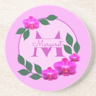 Porta-copos Nome personalizado da vintagem floral rosa, cor-de