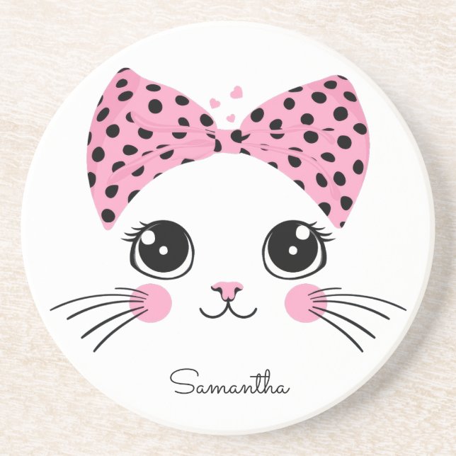 Porta-copos Nome Personalizado Face De Gato (Frente)