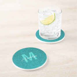 Porta-copos Nome Personalizado Glitter verde elegante