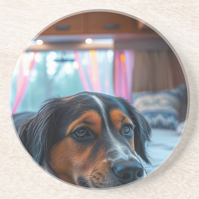 Porta-copos Nome: Sonhos de Cachorro Adormecido (Frente)