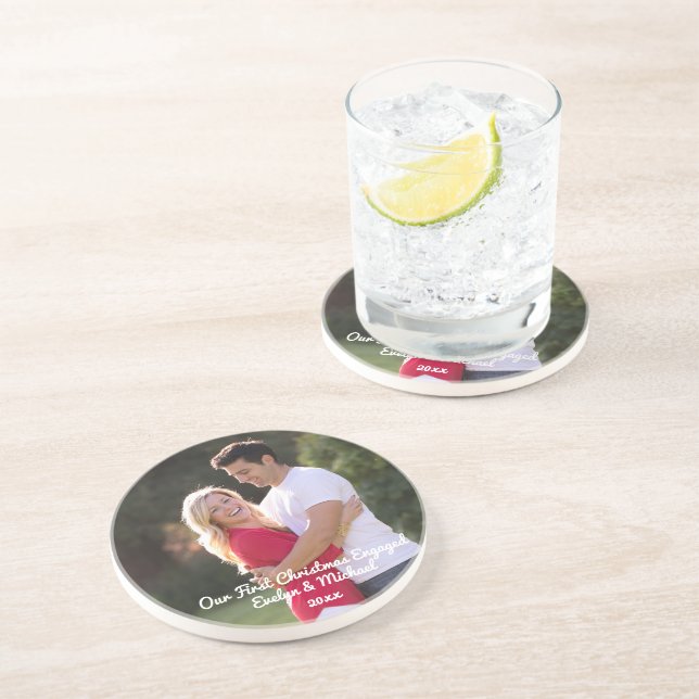 Porta-copos Nossa Primeira Foto do Casal de Natal (Lateral)