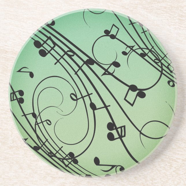 Porta-copos Notas Chiques Design de Música Verde (Frente)