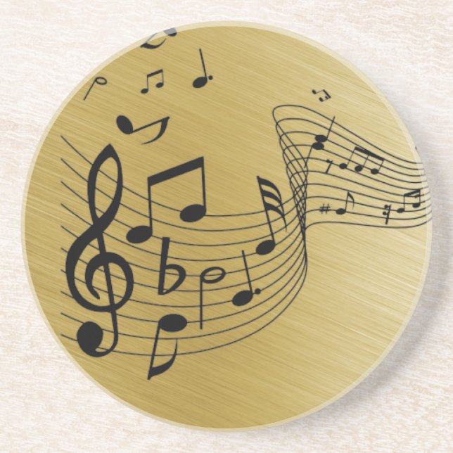 Porta-copos Notas de Música Douradas (Frente)