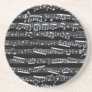 Porta-copos Notas de música em preto e branco