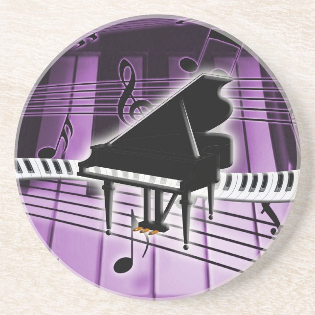 Porta-copos Notas do teclado e da música de piano de cauda (Frente)