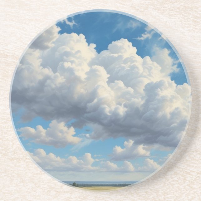 Porta-copos Nuvens brancas e céu azul limpo (Frente)