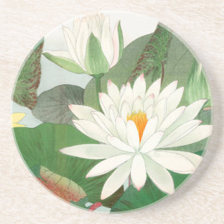 Porta-copos Nymphaea lotus, xilogravura japonesa, 1917