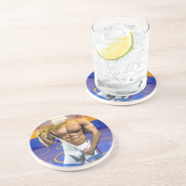 Porta-copos O homem muscular de SlipperyJoe boja trai de ginás (Lateral)