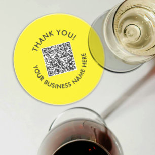 Porta-copos Obrigado Código QR de site amarelo simples preto