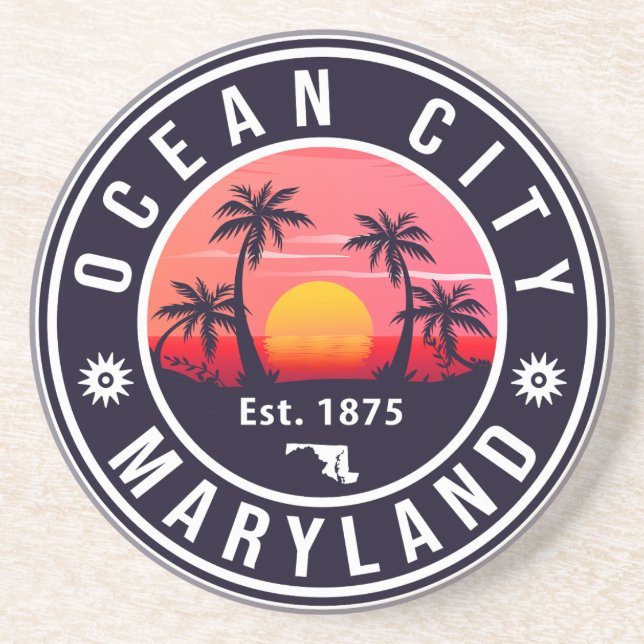 Porta-copos Ocean City Maryland Retro Sunset Souvenirs 60s (Frente)