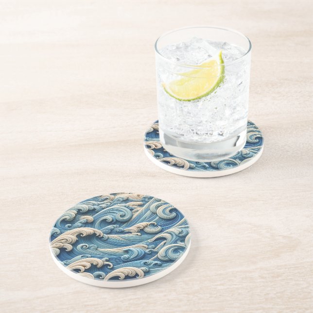 Porta-copos Ocean Waves Sandstone Coaster (Lateral)