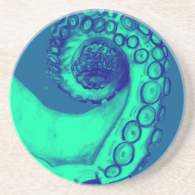 Porta-copos Octopus Náutico Teal e Marinho Tentáculo (Frente)