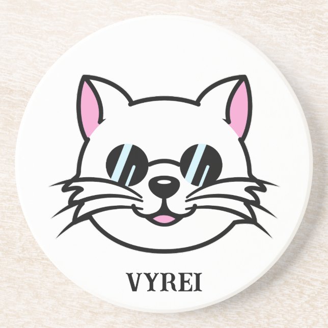 Porta-copos Óculos Pretos Vestidos de Gatos Brancos / Óculos e (Frente)