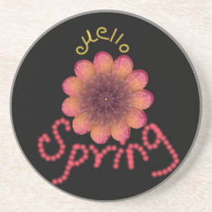 Porta-copos Olá Primavera - Arte de Flor Texturizada Rosa e La