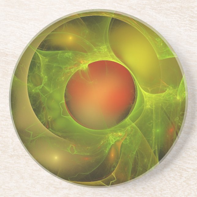 Porta-copos Óleo Verde Água Vermelha (Frente)