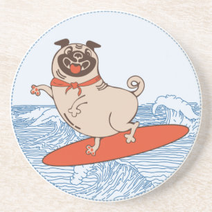 Porta-copos Onda montando cachorro feliz no surfboard