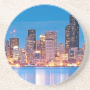 Porta-copos Opinião azul da hora de Seattle do centro