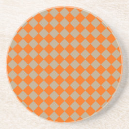 Porta-copos Orange Taupe Checker Diamond Pattern
