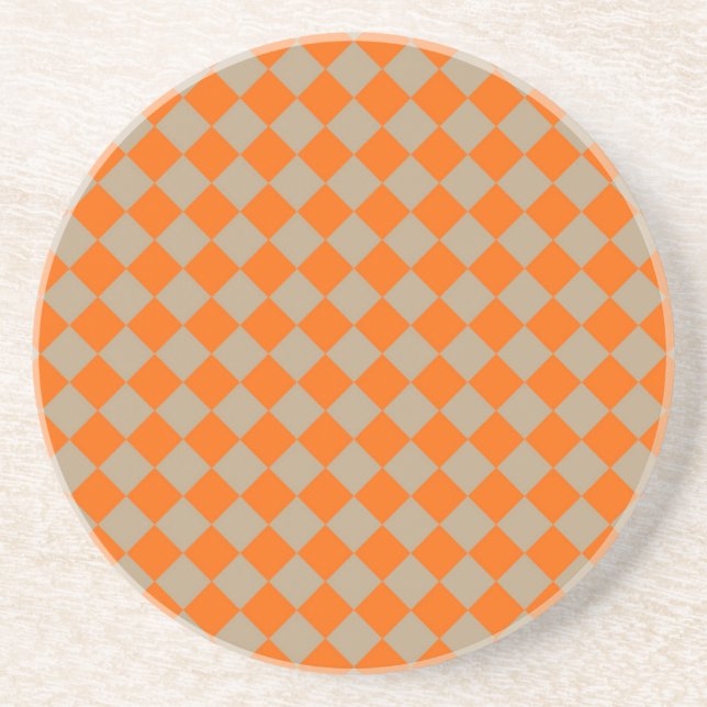 Porta-copos Orange Taupe Checker Diamond Pattern (Frente)
