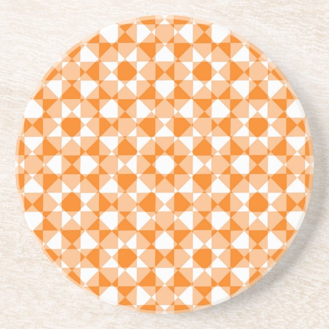 Porta-copos Orange White Checker Diamond Plaid Pattern (Frente)