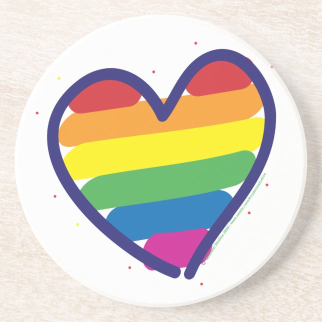 Porta-copos Orgulho gay Rainbow Love Heart (Frente)