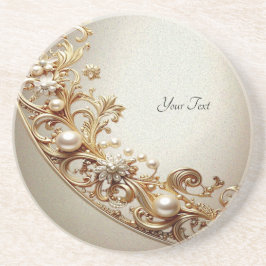 Porta-copos Ornate Gold Flourish Sandstone Coaster