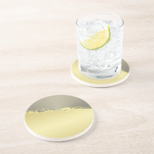 Porta-copos Ouro de luxo decorativo em ouro e prata, monograma