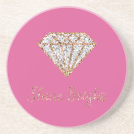 Porta-copos Ouro Rosa Diamante Brilho Branco