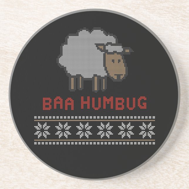 Porta-copos Ovelha de Natal Baa Humbug (Frente)