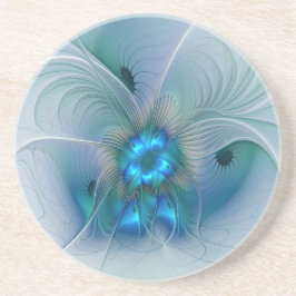 Porta-copos Ovinas de Pé, Fractal Turquesa Azul Abstrato