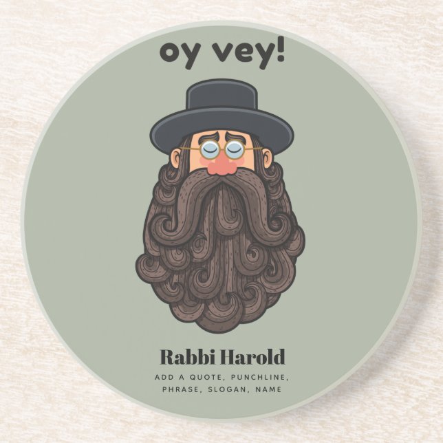 Porta-copos OY VEY! Funny RABBI Peronalizado (Frente)