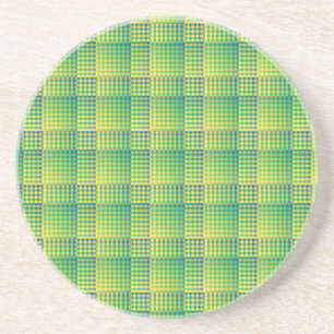 Porta-copos Padrão Abstrato Xadrez Verde Azul