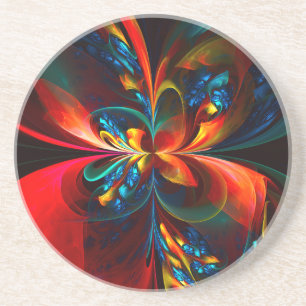 Porta-copos Padrão Azul Laranja-Abstrato Floral Moderno #14