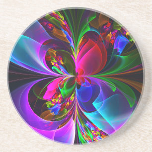 Porta-copos Padrão Azul Vermelho Abstrato Floral Moderno #12