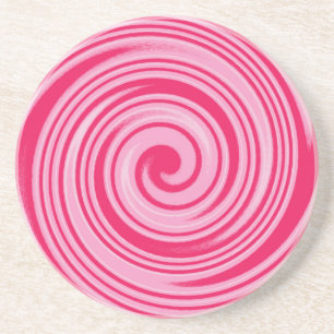 Porta-copos Padrão circular de espiral PInk