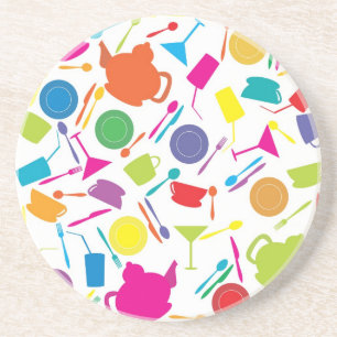Porta-copos Padrão Com Coisas De Cozinha Coloridas