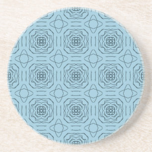 Porta-copos Padrão contínuo de arte de linha geométrica azul e