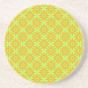 Porta-copos Padrão contínuo de flor verde laranja