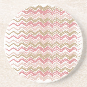 Porta-copos Padrão Coral Spice Scribble ZigZag Chevron